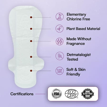 Flawsome Sensitive Sanitary Pads With Paper Disposal Pouches | No Chemicals | Size L - 10n