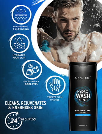 Mancode Hydro Wash 3 In 1 ( Body+Face+Hair ) | 450ml