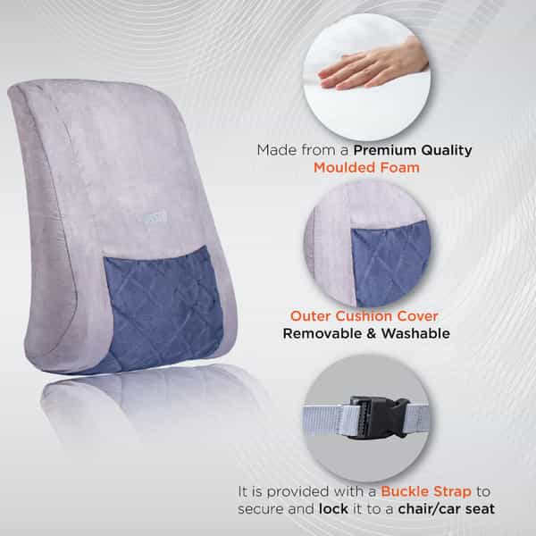 Vissco Smart Orthopaedic Back Rest | For Podture Correction & Relief From Back Pain (Grey)