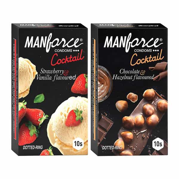 Manforce Cocktail Combo Pack (Hazelnut+Chocolate And Strawberry+Vanilla) Condom (Set Of 2 20 Pcs)