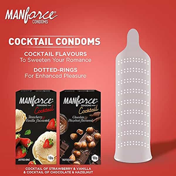 Manforce Cocktail Combo Pack (Hazelnut+Chocolate And Strawberry+Vanilla) Condom (Set Of 2 20 Pcs)