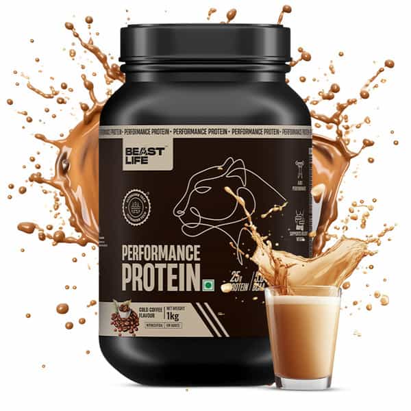 Beastlife Performance Yeast Protein Powder | 25G Protein | Cold Coffee Flavour | Easy Digest | 1Kg