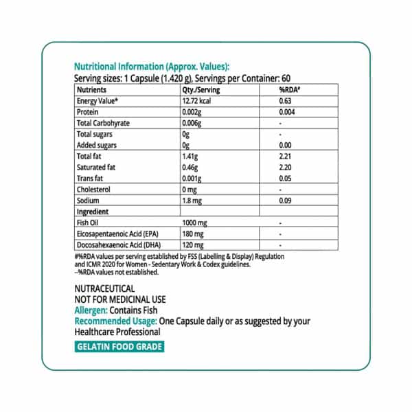 Pharmeasy Fish Oil 1000Mg Soft Gelatin 60 Capsules