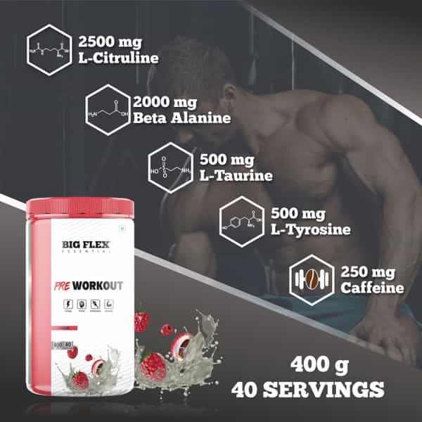 Bigflex Essential Pre - Workout (Lychee) (400Gm) - Jar