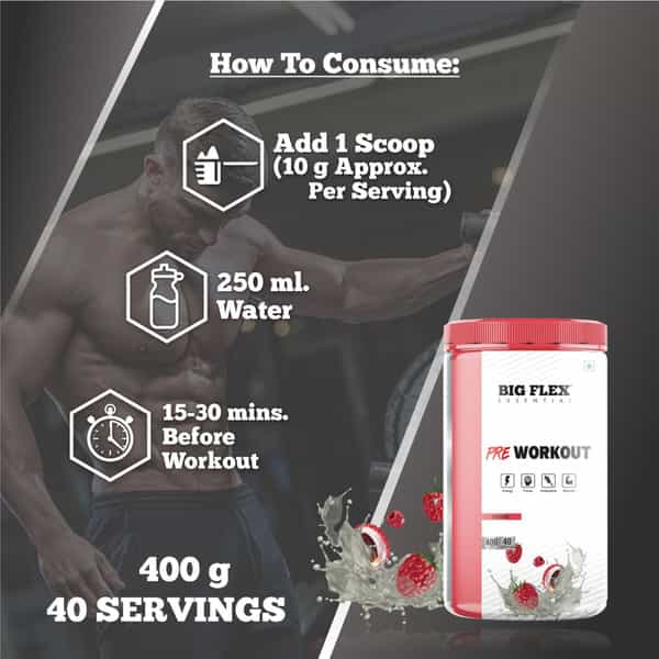 Bigflex Essential Pre - Workout (Lychee) (400Gm) - Jar