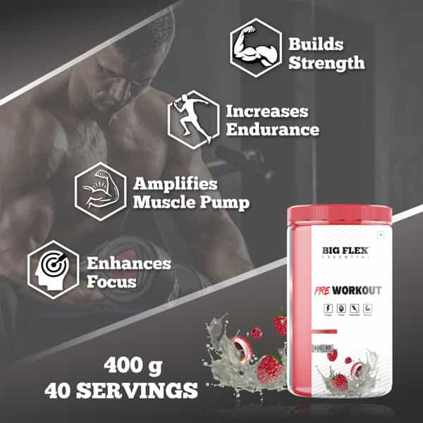 Bigflex Essential Pre - Workout (Lychee) (400Gm) - Jar