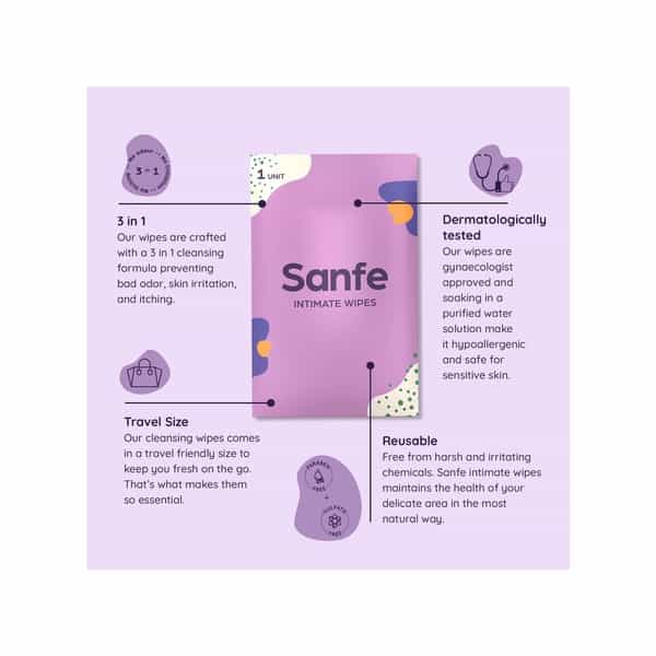 Sanfe Natural Cucumber & White Lily Intimate Wipes (Pack Of 10 Wipes X 2) Box Of 20