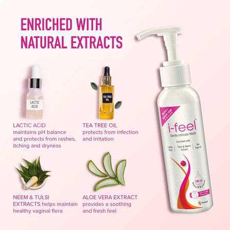 I-Feel Gentle Intimate Wash | Maintains Ph | Reduces Dryness | Itchiness | Rashes 100ml (Pack Of 2)