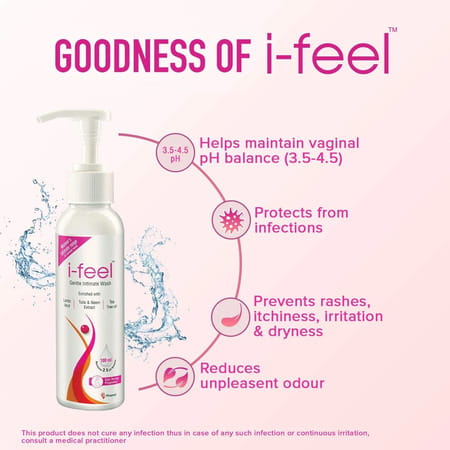 I-Feel Gentle Intimate Wash | Maintains Ph | Reduces Dryness | Itchiness | Rashes 100ml (Pack Of 2)