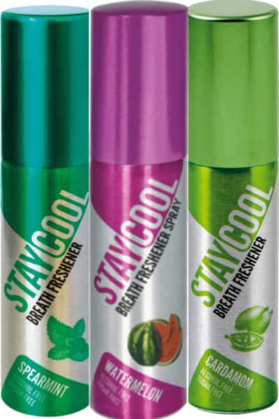 Staycool Breath Freshener Spray - Spearmint Watermelon Cardamom - Pack Of 3