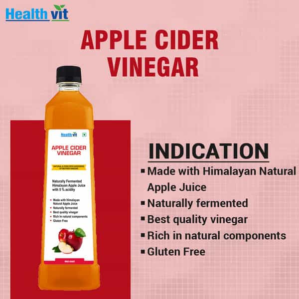 Healthvit Apple Cider Vinegar Natural & Pure With Strand Of Mother - Not From Concentrate 750Ml