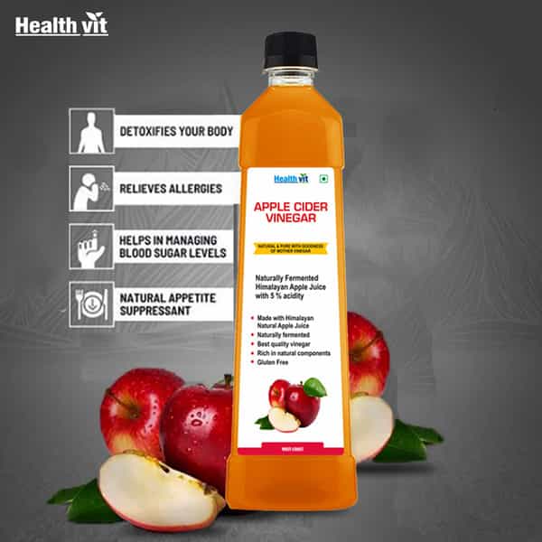 Healthvit Apple Cider Vinegar Natural & Pure With Strand Of Mother - Not From Concentrate 750Ml