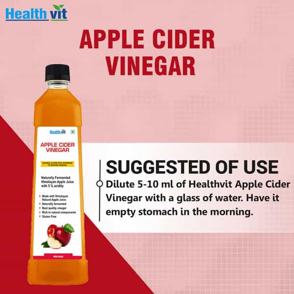 Healthvit Apple Cider Vinegar Natural & Pure With Strand Of Mother - Not From Concentrate 750Ml