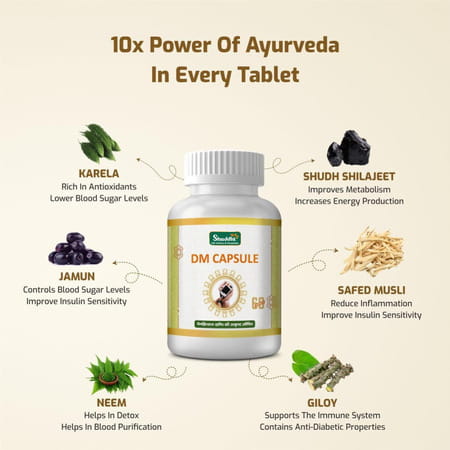 Shuddhi Dm Capsules For Diabic Care | No Added Sugar| 60 Natural Capsules