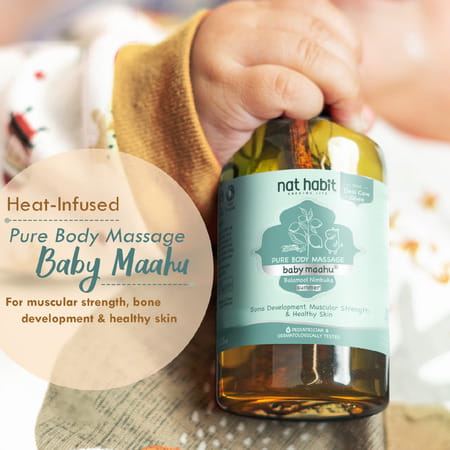 Nat Habit Balamool Nimbuka Pure Baby Maahu Summer Massage Oil | Bone & Muscular Development - 200Ml