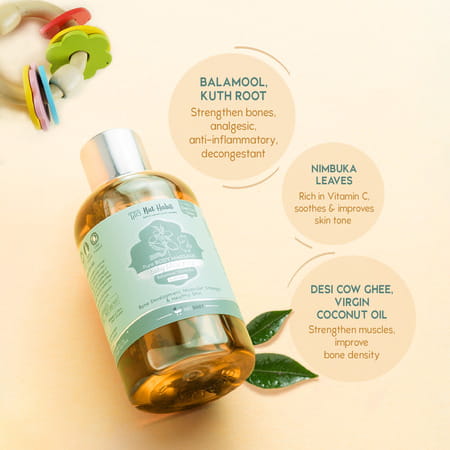 Nat Habit Balamool Nimbuka Pure Baby Maahu Summer Massage Oil | Bone & Muscular Development - 200ml