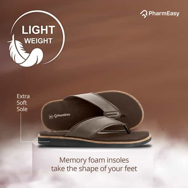 Pharmeasy Men's Diabetic & Orthopedic Slippers -Ebony- Size Uk 10