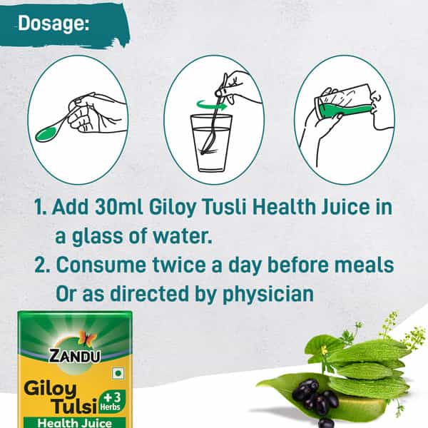 Zandu Giloy Tulsi + 3 Herbs Health Juice - 500Ml