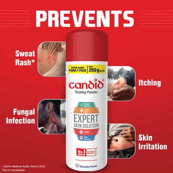 Candid Dusting Powder | Anti Perspirant | Anti Fungal | Bottle | 250 Gm