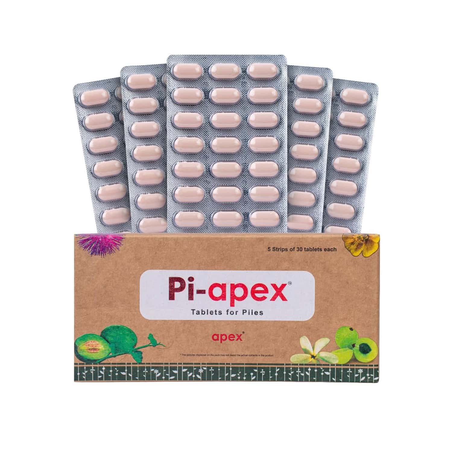 Green Milk Pi-Apex Tablets | Ayurvedic Piles & Hemorrhoids Support - 5 X 30 Tablets