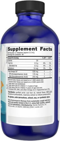 Nordic Naturals Childrens Dha Arctic Cod Liver Oil For Kids 530 Mg Omega 3 Epa & Dha For Kids 237Ml