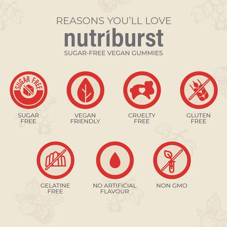 Nutriburst Health&Vitality Multivitamins & Biotin|Natural Mixed Berry Flavour|Pack Of 15(30 Gummies)