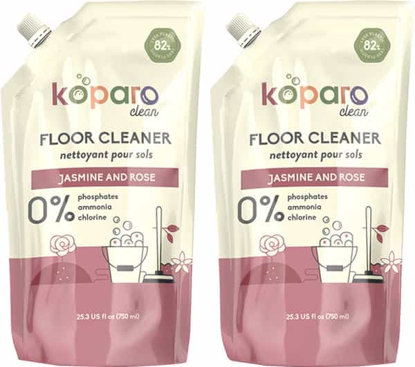 Koparo Floor Cleaner - Jasmine & Rose, Skin Safe, Pet-Friendly, Eco-Friendly, Refill Pack-750 Ml X 2