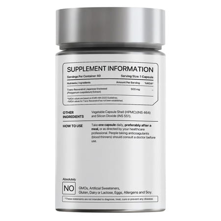 Decode Age Trans Resveratrol Supplement | Powerful Antioxidant | 500mg | 60 Capsules | Veg
