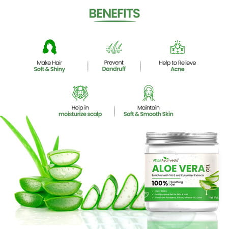 Attar Ayurveda Natural Aloe Vera Gel For Face | Skin & Hair (200 Ml)