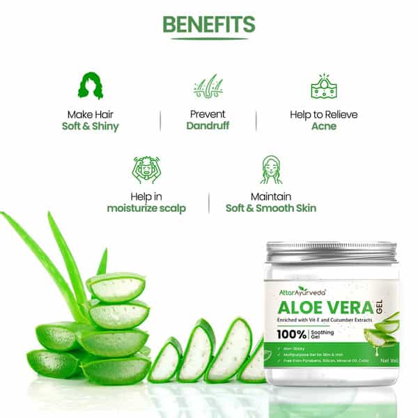 Attar Ayurveda Natural Aloe Vera Gel For Face | Skin & Hair (200 Ml)