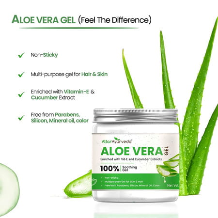 Attar Ayurveda Natural Aloe Vera Gel For Face | Skin & Hair (200 Ml)