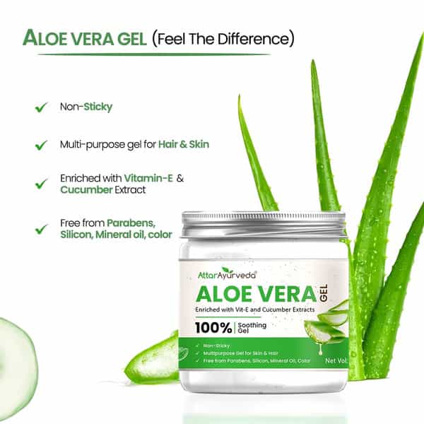 Attar Ayurveda Natural Aloe Vera Gel For Face | Skin & Hair (200 Ml)