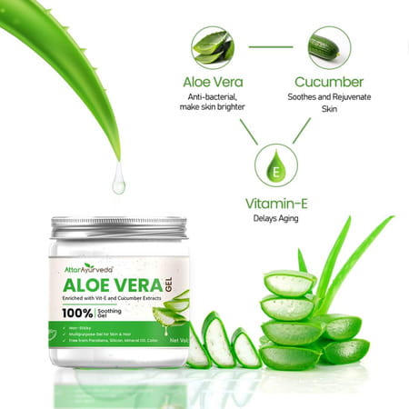 Attar Ayurveda Natural Aloe Vera Gel For Face | Skin & Hair (200 Ml)