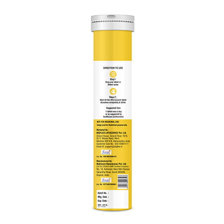Bigflex Vitamin-C 1000Mg Natural Amla Extract + 10Mg Zinc|Pack Of 4 (80 Fizzy) Tabs|Orange & Lemon