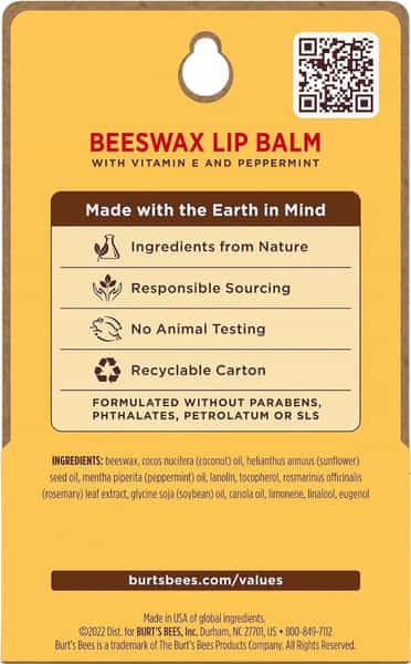 Burt's Bees Lip Balm | Beeswax | 4.25G | Pack Of 2