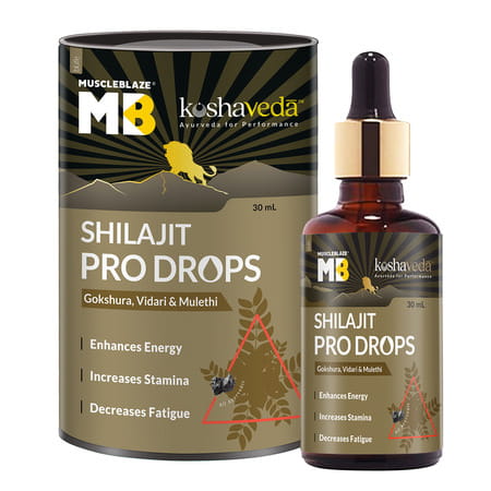 Koshaveda Shilajit Pro Drops By Muscleblaze | Shilajit Original With Gokshura - 30ml