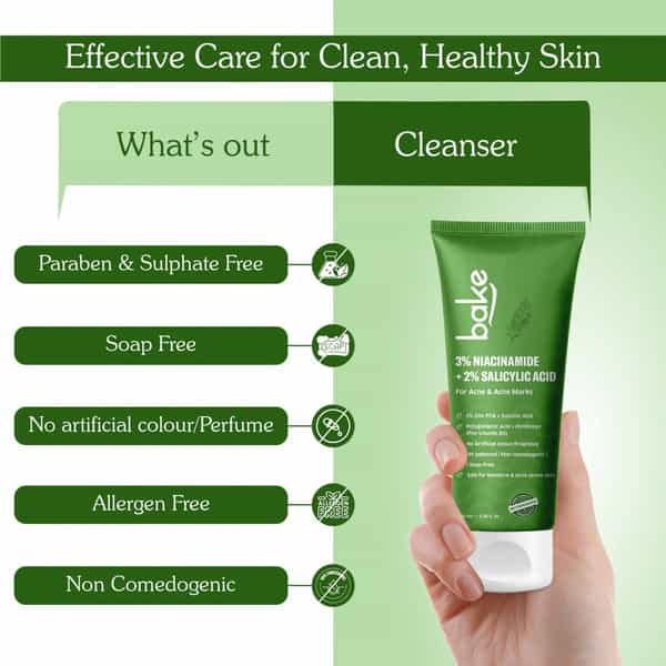 Bake 3% Niacinamide + 2% Salicylic Acid Face Wash For Acne | Marks & Oil Control - 100Ml