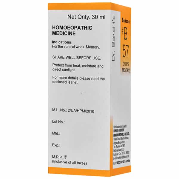 Dr Bakshi's Bakson Homoeopathy B57 Memory Drops 30 Ml