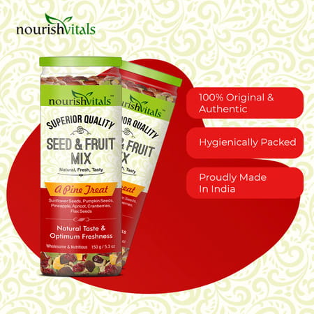 Nourishvitals Seed And Fruit Mix Omega 3 Rich Breakfast(Pumpkin Pineapple Sunflower Seeds 150 G