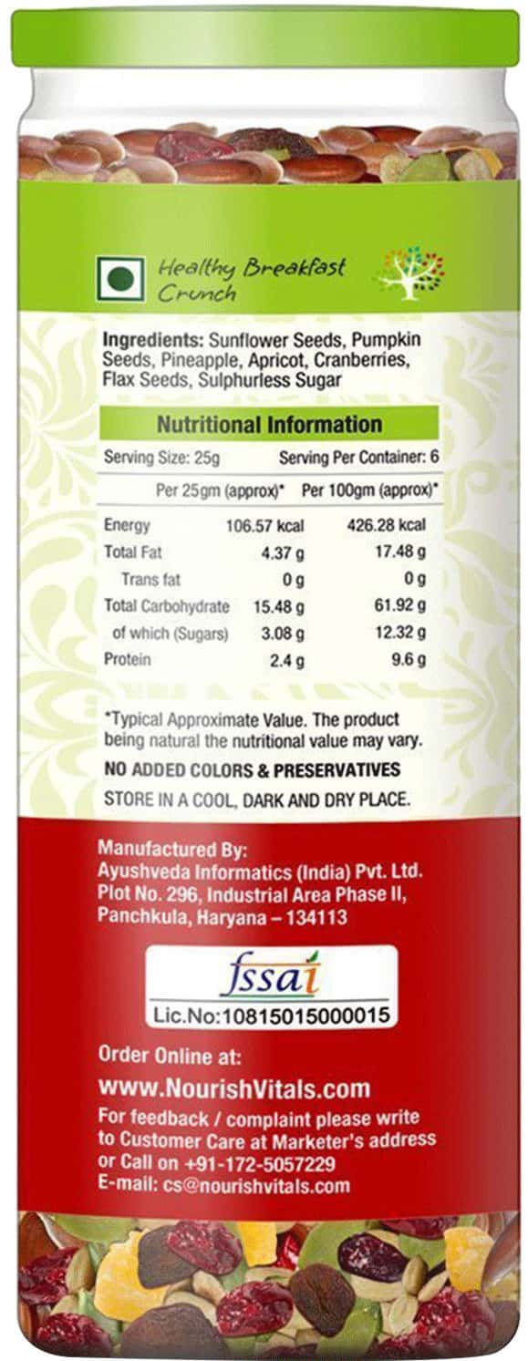 Buy NOURISHVITALS SEED AND FRUIT MIX OMEGA 3 RICH BREAKFAST(PUMPKIN