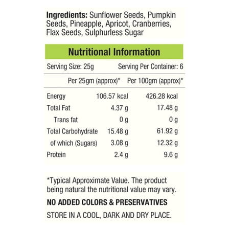 Nourishvitals Seed And Fruit Mix Omega 3 Rich Breakfast(Pumpkin Pineapple Sunflower Seeds 150 G