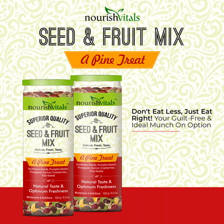 Nourishvitals Seed And Fruit Mix Omega 3 Rich Breakfast(Pumpkin Pineapple Sunflower Seeds 150 G