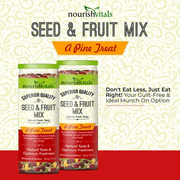 Nourishvitals Seed And Fruit Mix Omega 3 Rich Breakfast(Pumpkin Pineapple Sunflower Seeds 150 G