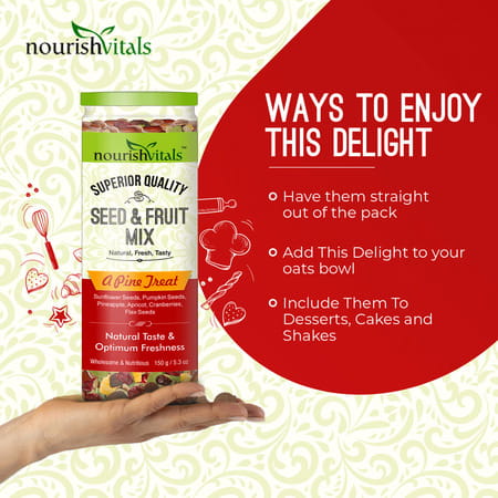 Nourishvitals Seed And Fruit Mix Omega 3 Rich Breakfast(Pumpkin Pineapple Sunflower Seeds 150 G