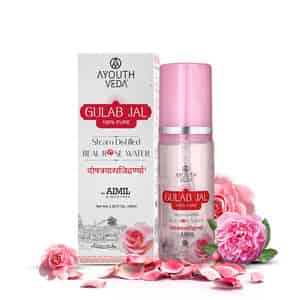 Ayouthveda Gulab Jal Steam Distilled Rose Water & Face Toner | Tighten Pores | Hydrates Skin 100 Ml