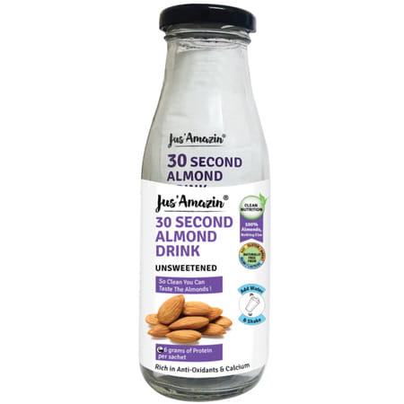 Jus Amazin 30 Second Almond Drink Unsweetened (5x25g Sachet)|1 Sachet Makes 1 Glass Of Almond Drink