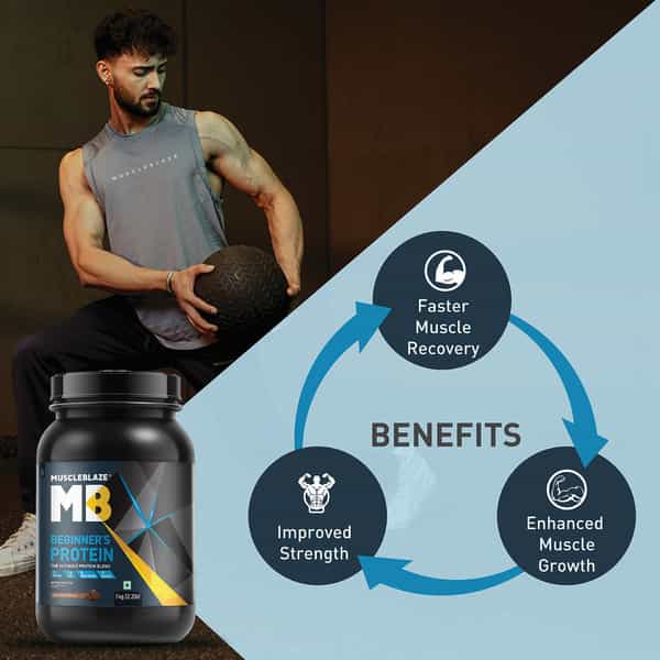 Muscleblaze Beginner's Whey Protein | No Added Sugar Whey Protein (1 Kg | Chocolate)
