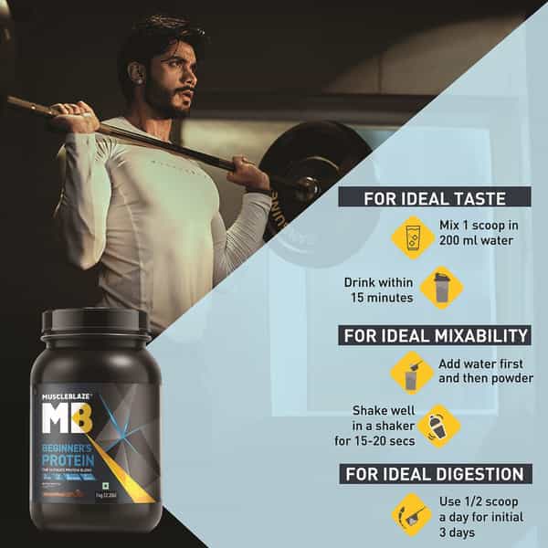 Muscleblaze Beginner's Whey Protein | No Added Sugar Whey Protein (1 Kg | Chocolate)