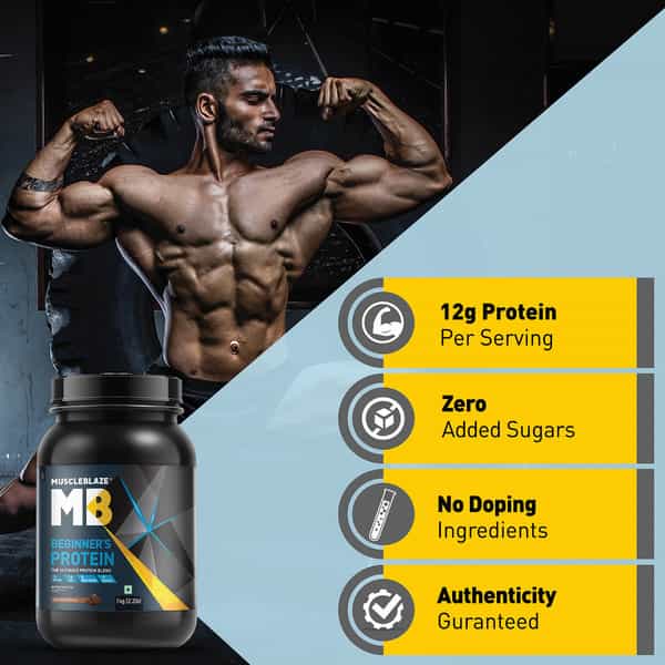 Muscleblaze Beginner's Whey Protein | No Added Sugar Whey Protein (1 Kg | Chocolate)