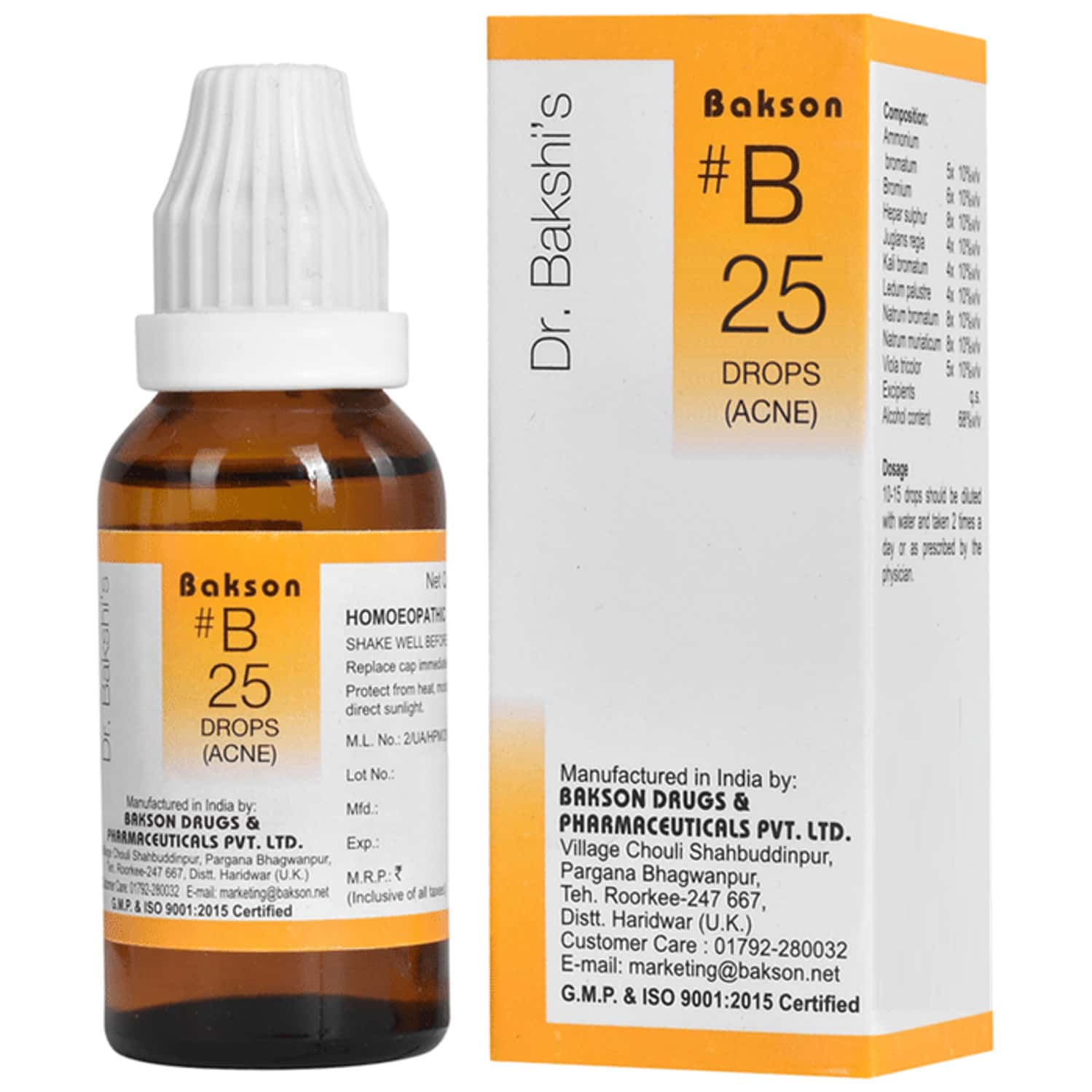Dr Bakshi's Bakson Homoeopathy B25 Acne Drops 30 Ml